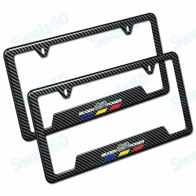 2 Pcs For MUGEN POWER Carbon Fiber Look License Plate Frame Laser Style Logo 9 • $44.90