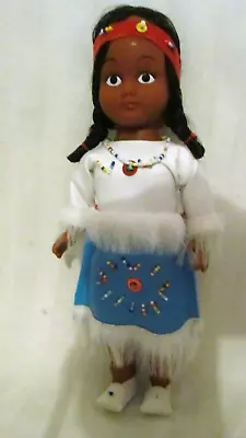 Vintage 11  Latex And Plastic Native American Indian Girl Doll Made In Hong Kong • $5