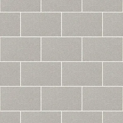 £12.40 • Buy Crown London Grey Glitter Kitchen Bathroom Tile Wall Brick Vinyl Wallpaper M1123