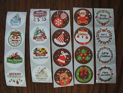 Merry Christmas 1  Round Stickers Holiday Labels - Envelope Seals - 60 Pcs.  • $2.75