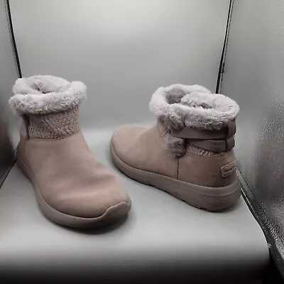 Skechers On The Go City 2 Cozy Vibe Boots Women's 8.5W Beige Taupe A10 • $34.99
