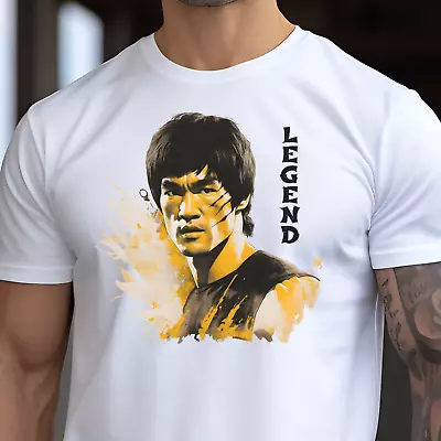 Men's Bruce Lee T-Shirt - Bruce Lee Graphic Tee - Karate T-Shirt - Yellow Dragon • $18.85