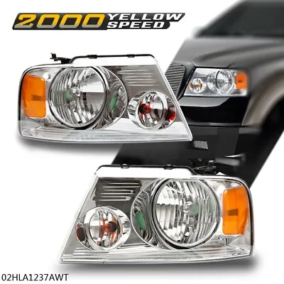 2pcs Headlight Assembly Fit For 04-08 Ford F-150 F150 Chrome Housing Clear Side • $60.90