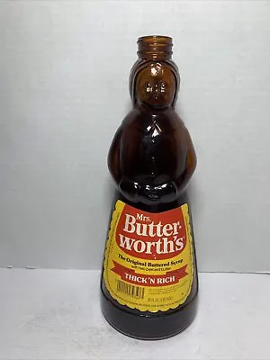 Syrup Bottle Mrs Butterworth's Amber Color Glass Empty 1994 36 Oz VINTAGE 11.5  • $24.95