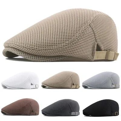 Mens Breathable Mesh Ivy Hat Gatsby Cap Summer Newsboy Beret Ascot Flat Cabbie • £7.04