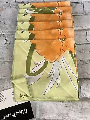 VTG VERA Neumann Orange Poppy Flower On Light Yellow Set Of 6 Napkins 17x17 NEW • $89.99