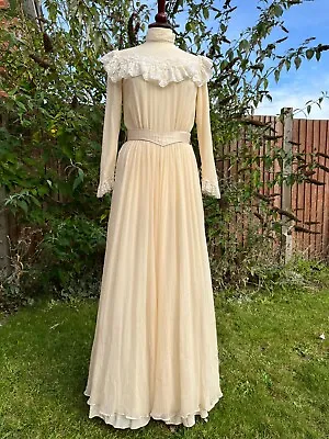 Anna Belinda Oxford Victorian Edwardian Style Ivory Silk Wedding Party Dress S • £199.99