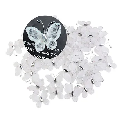 50pcs Mesh Butterfly Decorating Wired Mesh Stocking Glitter Butterflies DIY • £8.14