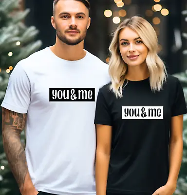 Matching Couple T Shirts Valentine's Gift Anniversary Tee Tops XS-4XL BlackWhite • £3.99