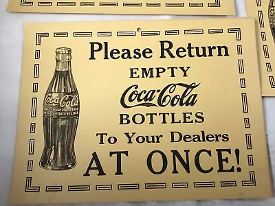 Vintage Coca-Cola Advertising Sign Yellow- Please Return Empty Coca-Cola Bottles • $12.50