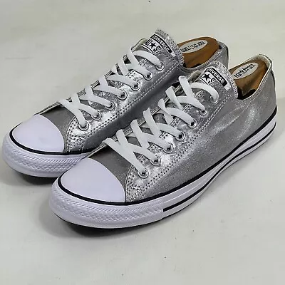 Converse All Star Shoes Mens 10 Womens 12 Metallic Silver Low Top Futuristic • $39.95