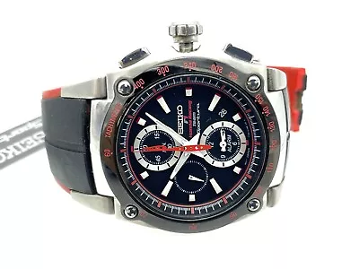 SEIKO Men's Sportura Honda Racing Chronograph SNA749 RARE Watch Band Is Broken • $398