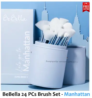 BeBella Let's Go To Manhattan 24 PCs Brush Set In A Case - Light Blue Brush Set • $28.99