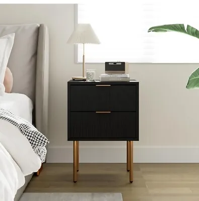 Nightstand Mid-Century Modern Bedside Table With 2 Storage Drawers • $60