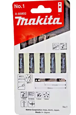 Makita A-85802 Jigsaw Blade For Stainless Steel Cutting PVC Metal Pack Of 5 • £7.31