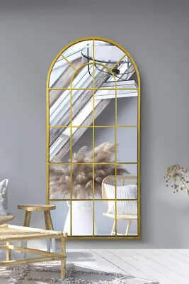 £246.39 • Buy MirrorOutlet XL Gold Framed Arched Window Leaner Wall Mirror 71 X33.5  180x85cm