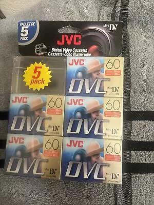 5 Pack Jvc Mini Dv Dvc Digital Video Cassette Dvm60me 60 Min Sp 90 Min Lp • $20