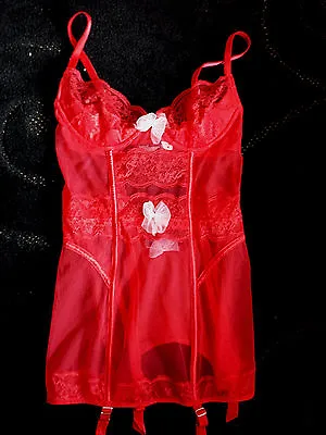 Victoria's Secret Lace Merrywidow Very Sexy Red Sheer Sleepwear Lingerie 34B 34C • $69