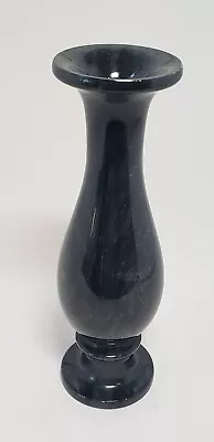 Carved Stone Vase Black & Gray 7.75 In Hand Carved Candle Holder • $23.99