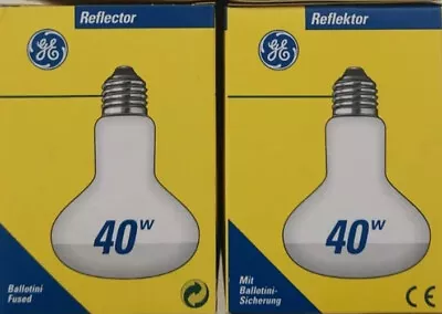 2 Pack Of GE R80 40w ES E27 Screw Reflector Spot Bulb Fully Dimmable 240v New • £10.97