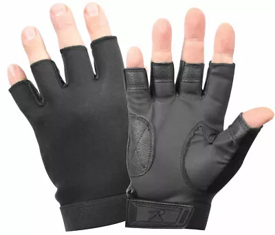 Black Stretch Fabric Fingerless Duty Work Gloves • $18.99