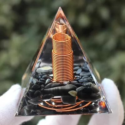 Spiral Copper Orgonite Pyramid Obsidian Orgone Healing Crystal Energy Meditation • $9.90