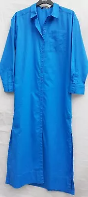 M&S Ladies Blue Shirt Dress. Size 8.  100% Cotton. New With Tag. • £7.99