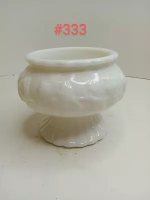White Milk Glass Urn Shaped Planter Leaf Design 4 1/2  Height VGC • $20