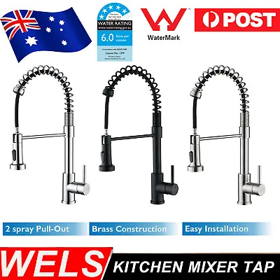 WELS Kitchen Mixer Tap Pull Out Swivel Spout Sink Faucet Chrome/Black/Nickel • $88.99