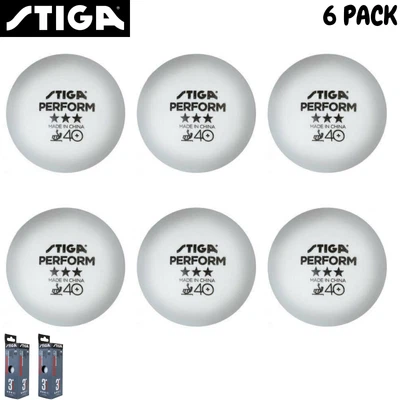$25 • Buy 6pc STIGA Perform 3 Star Table Tennis Plastic Balls 40+ Ping Pong White ITTF