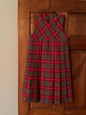 Lacoste Girls Plaid Dress Size 10 Red And Grey Vintage (zip Up) • £11.25