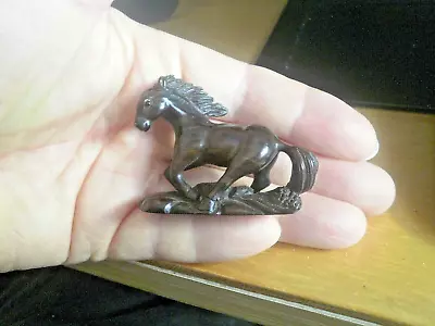 Hand Carved Wood Netsuke Horse Runs  Ebony Ironwood Equine   Over 30 Yrs Old • £29.99