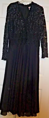 Vintage Speed Fashion Full Length Black Evening Gown Lace Top SZ M • $19.99