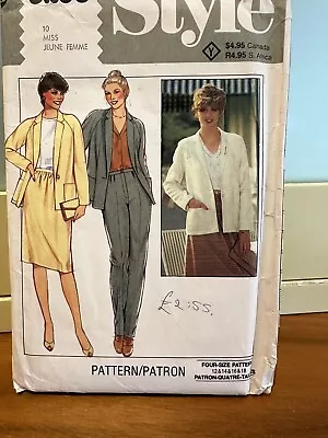 STYLE LADIES ‘MISS’ DRESS MAKING SEWING PATTERN #3298 SIZE 10 1980's BLAZER SET • £1.99