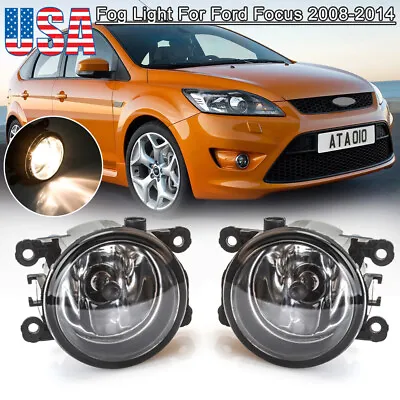 $27.56 • Buy Fits For 08-14 Ford Focus PAIR Factory Bumper Replacement Fog Lights Clear Lens
