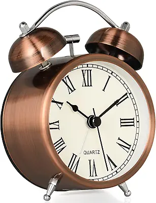 Vintage Alarm Clock Non Ticking Silent Bedside Clock With Two Bells Loud Alarm • $19.99