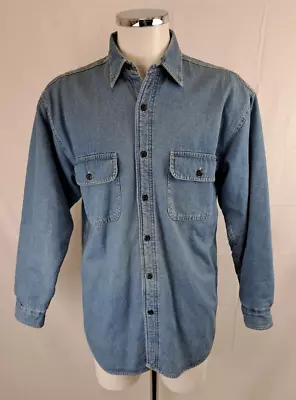 £9.99 • Buy Wolverine Boots And Gear Blue Denim Fleece Lined Thick Overshirt Jacket Size Med