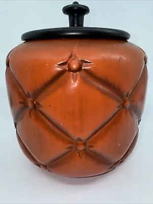 Vintage Haeger Orange Quilted Canister/Cookie Jar #8061 With Black Lid • $40