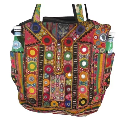 Banjara Bag|Authentic|Gypsy|Tote|Shoulder|Boho|Bottle Pocket|60s|Patchwork Style • $188