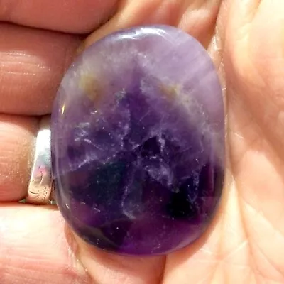 Natural Amethyst Palm Stone Rock Purple Crystal Healing Reiki Polished Worry Sto • $10.99