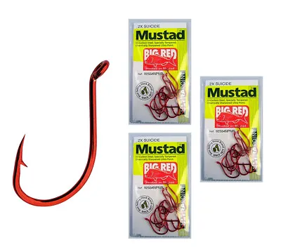 3 Packs Of Mustad 92554NPNR Big Red Chemically Sharpened Fishing Hooks • $19.99