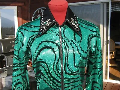 Womens S 32/34 Green Western Pleasure Rail Show Shirt Horsemanship Jacket • $145