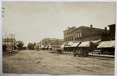 RPPC Real Photo Postcard - Main Street Looking South Tekonsha Michigan MI  • $10.99