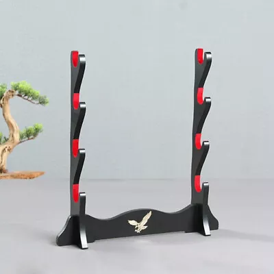 Assembly Katana Samurai Sword Holder Stand Rack Eagle Pattern Velvet 4 Tier • $49.49