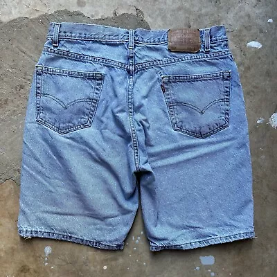 Vintage 90s Levis 505 Light Wash Denim Jean 9” Shorts Distressed Men’s Size 35 • $24.99