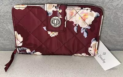 VERA BRADLEY RFID Turnlock Wallet Blooms & Branches Maroon • $27