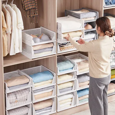 Stackable Wardrobe Drawer Storage Box Clothes Organizer Closet Cabinet Basket • £4.95