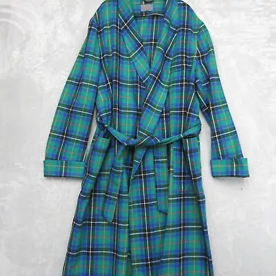 Vintage Pendleton Men's Wool Green Watch Tartan Plaid Bathrobe Robe Size XL USA • $75