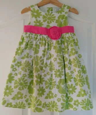 Maggie And Zoe Girls Green And White Dress With Pink Band Detail Age 3 Years • £8.49