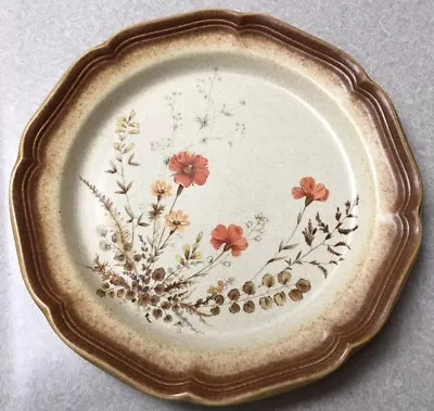 Mikasa 11  Dinner Plate Whole Wheat Jardiniere E8016 Stoneware Japan Flowers • $8.99